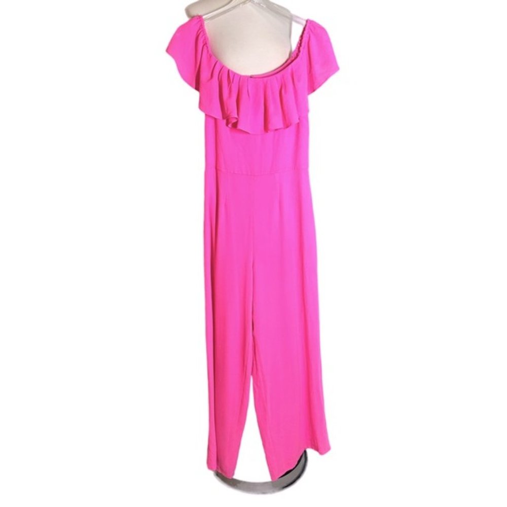 Betsey Johnson Pink Off-Shoulder Ruffle Jumpsuit - Picture 3 of 14